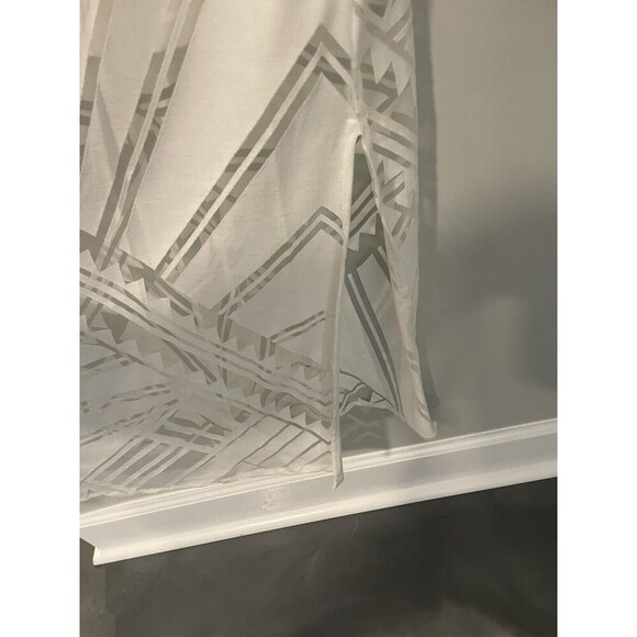 Chico's White Burnout Maxi Dress Sheer Side Slit Geometric Renee Size 8 Small - Picture 6 of 15